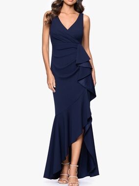 "CANDACE" V-NECK HI LOW CASCADE DRESS